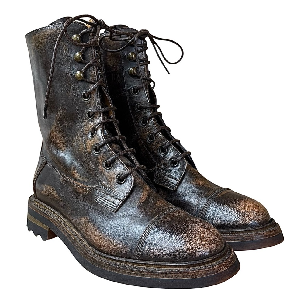 ❤️SILVANO SASSETTI Brown Leather Combat Boots❤️